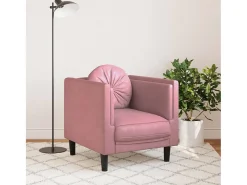 Sillón con cojín terciopelo rosa