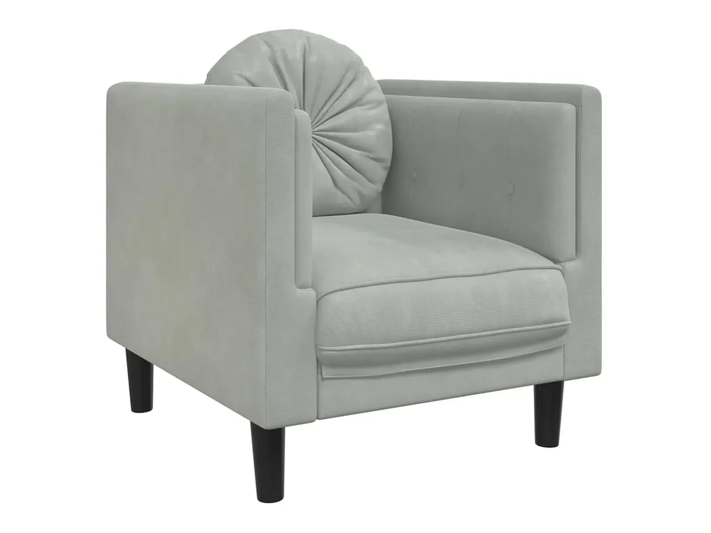 Sillón con cojín terciopelo gris claro
