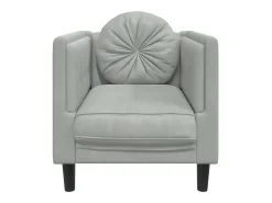 Sillón con cojín terciopelo gris claro