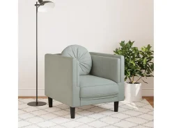 Sillón con cojín terciopelo gris claro