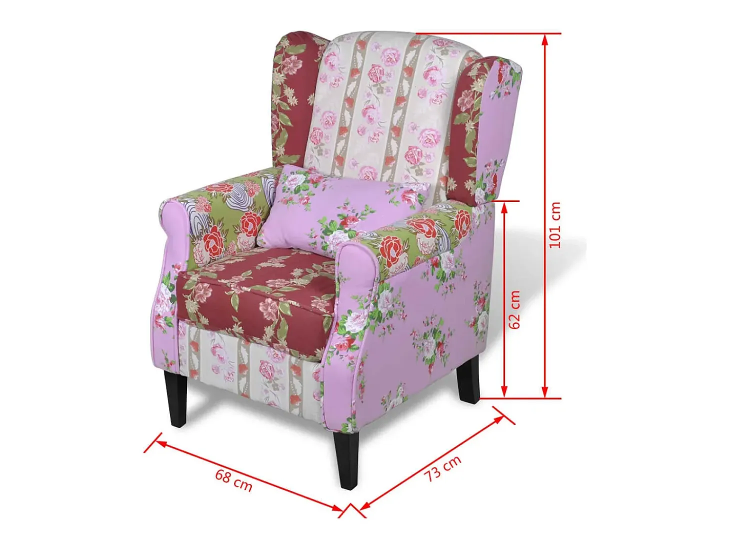 Sillón con diseño de retales de tela Patchwork