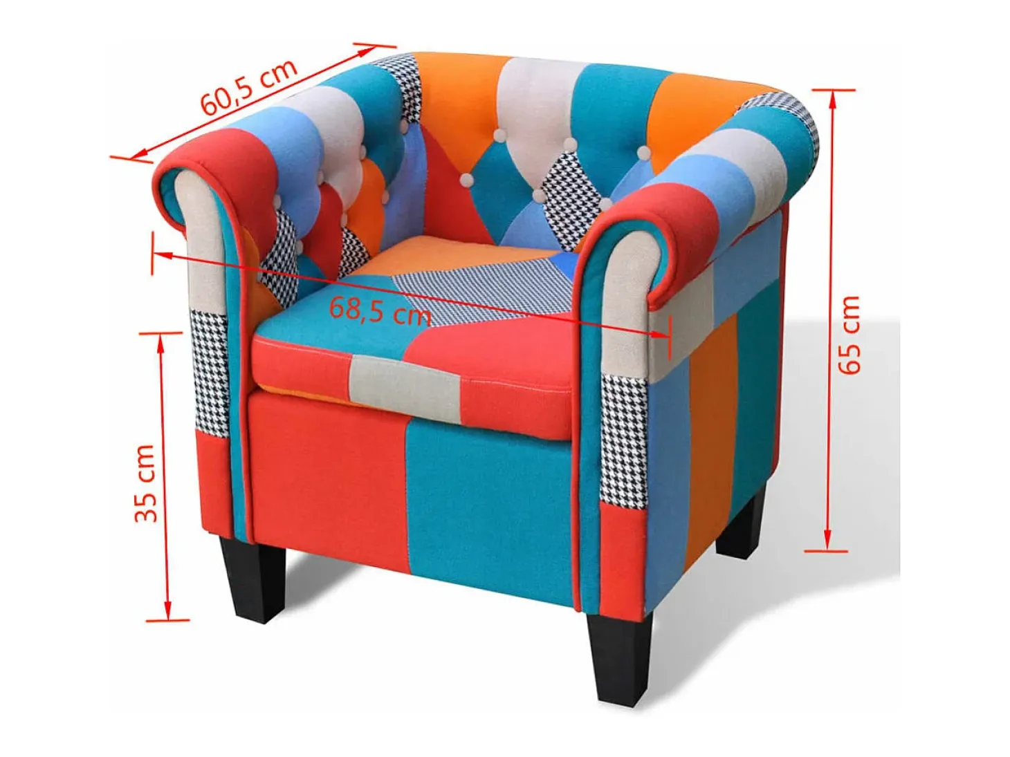 Sillón con diseño de retales de tejido