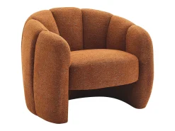 Sillón con forma de concha en chenilla terracota DELIPO