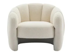 Sillón con forma de concha en chenilla color beige DELIPO