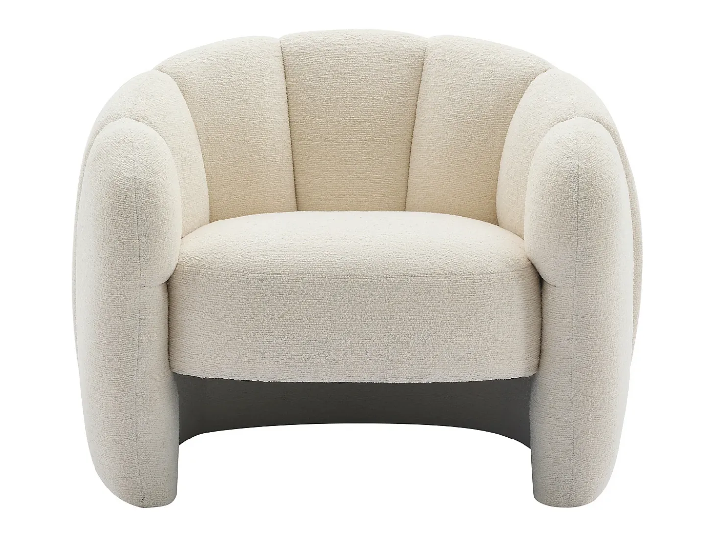 Sillón con forma de concha en chenilla color beige DELIPO