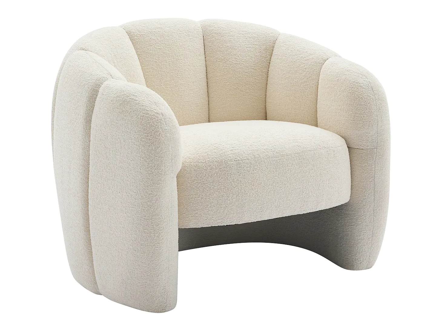 Sillón con forma de concha en chenilla color beige DELIPO