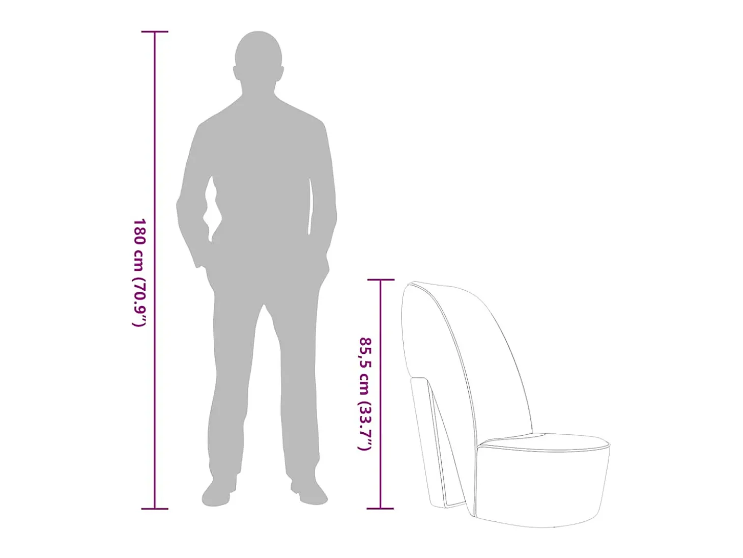 Sillón con forma de zapato de tacón cuero sintético blanco