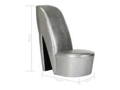 Sillón con forma de zapato de tacón cuero sintético plateado