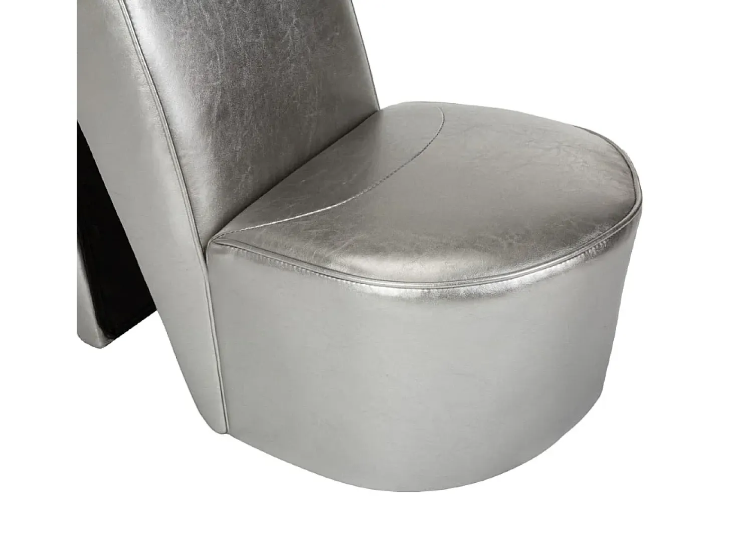 Sillón con forma de zapato de tacón cuero sintético plateado