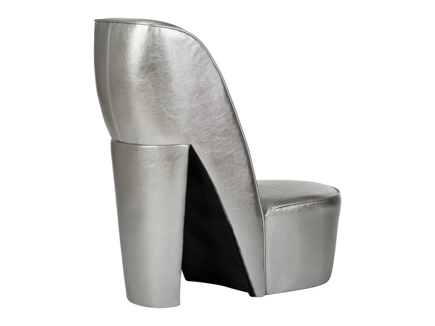 Sillón con forma de zapato de tacón cuero sintético plateado