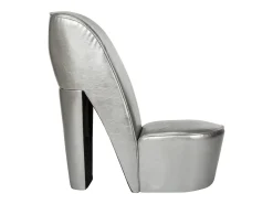 Sillón con forma de zapato de tacón cuero sintético plateado