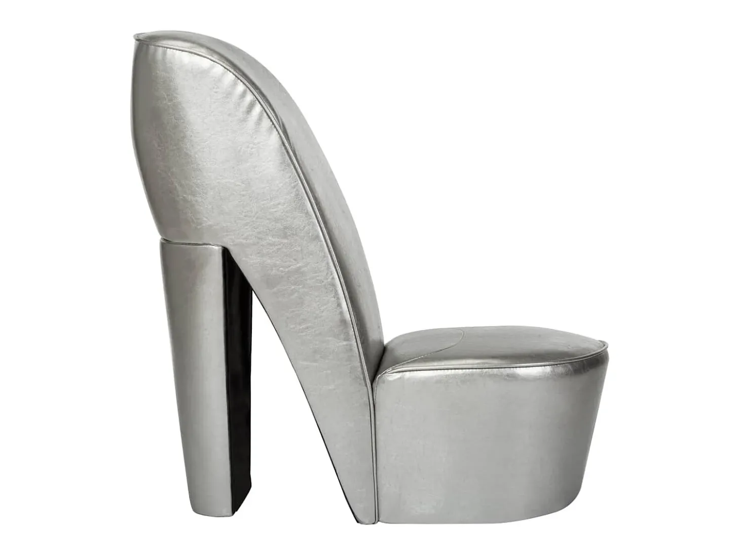 Sillón con forma de zapato de tacón cuero sintético plateado