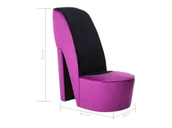 Sillón con forma de zapato de tacón terciopelo morado