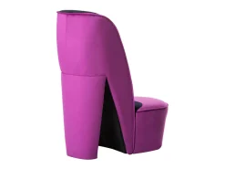 Sillón con forma de zapato de tacón terciopelo morado