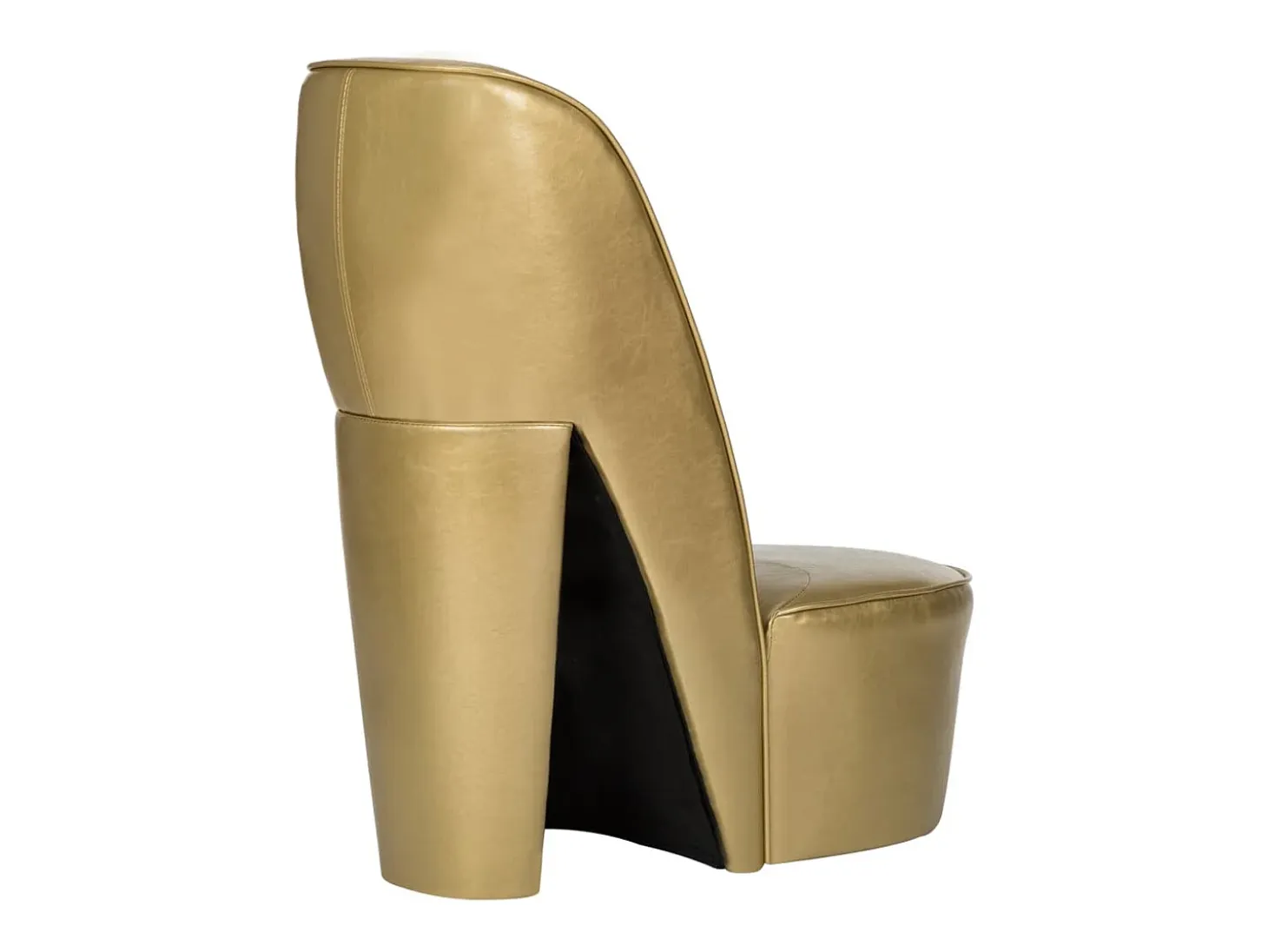 Sillón con forma de zapato de tacón cuero sintético dorado
