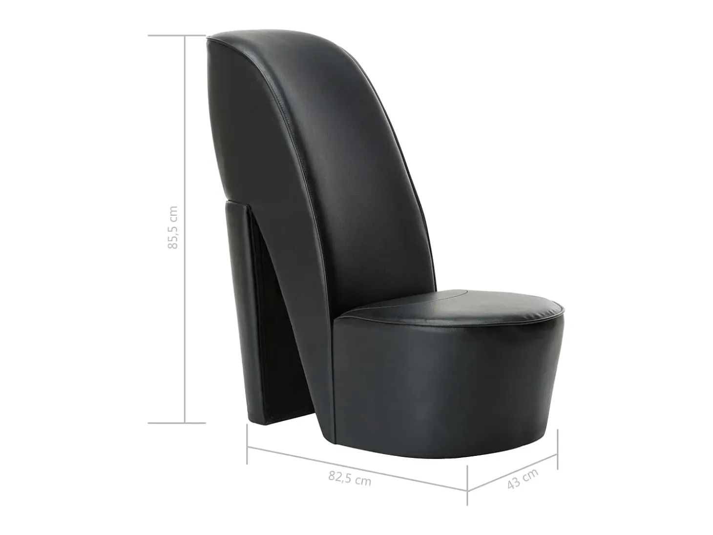 Sillón con forma de zapato de tacón cuero sintético negro