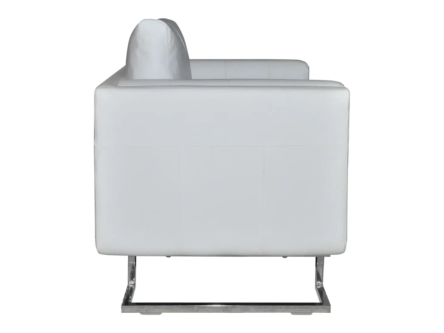 Sillón con patas cromadas y cuero artificial blanco