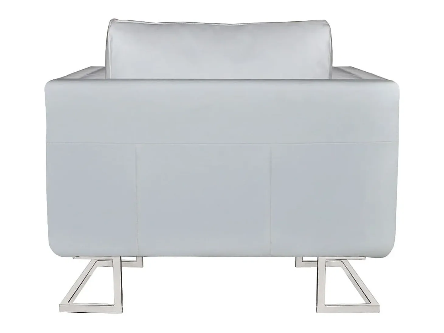 Sillón con patas cromadas y cuero artificial blanco