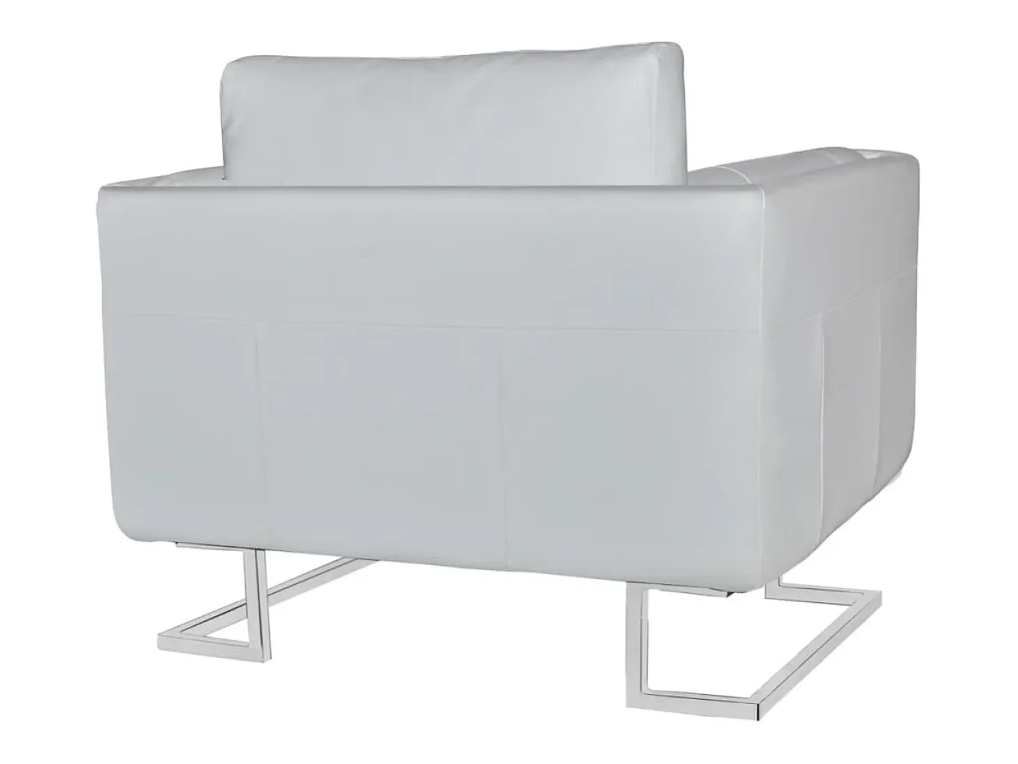 Sillón con patas cromadas y cuero artificial blanco