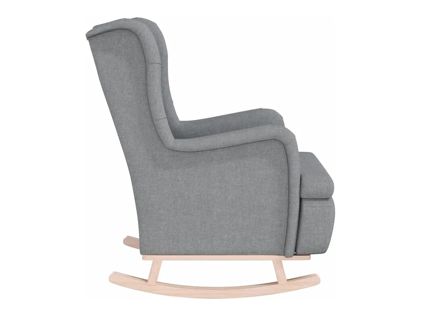Sillón con patas mecedoras madera maciza caucho tela gris claro