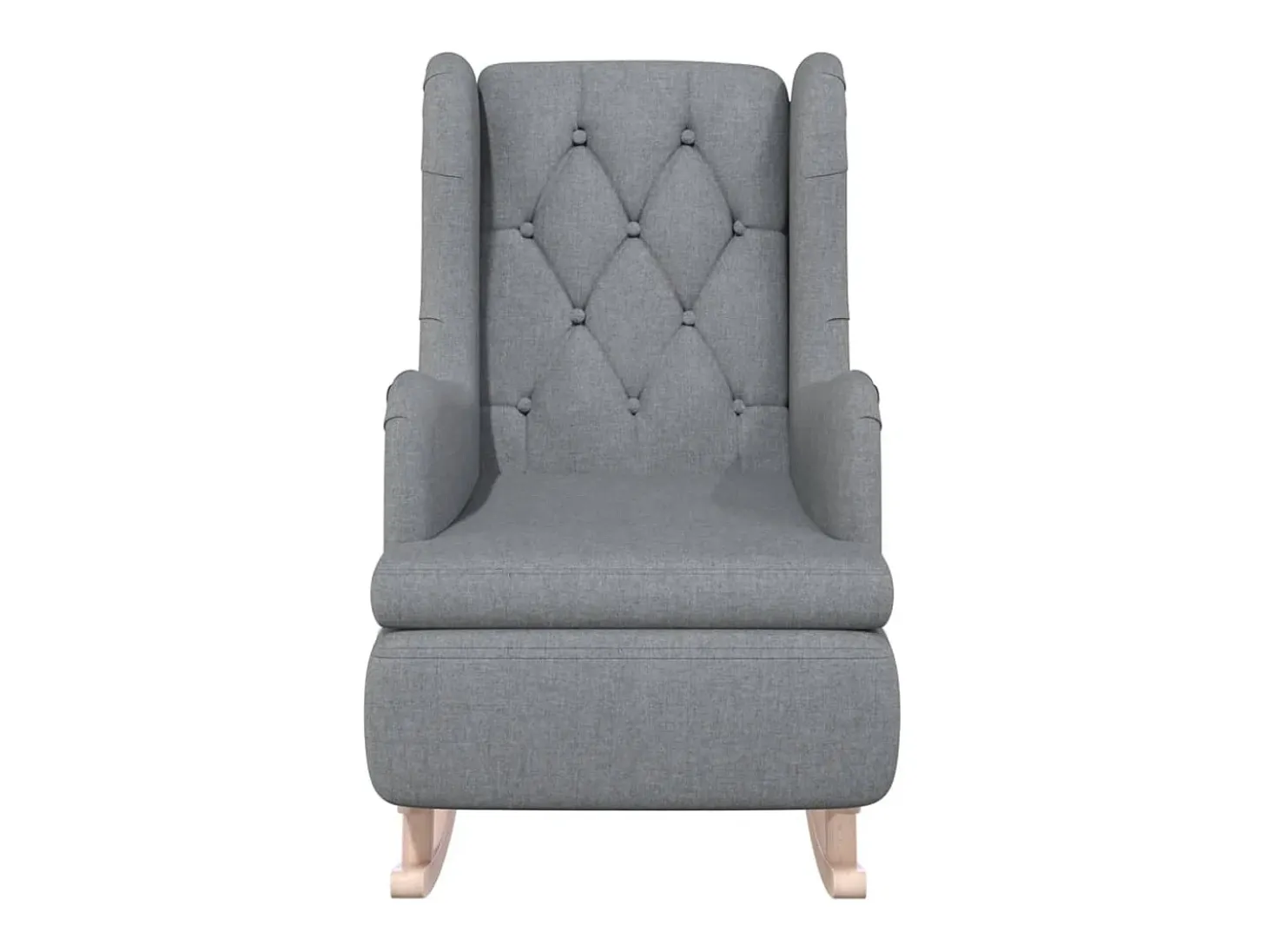 Sillón con patas mecedoras madera maciza caucho tela gris claro