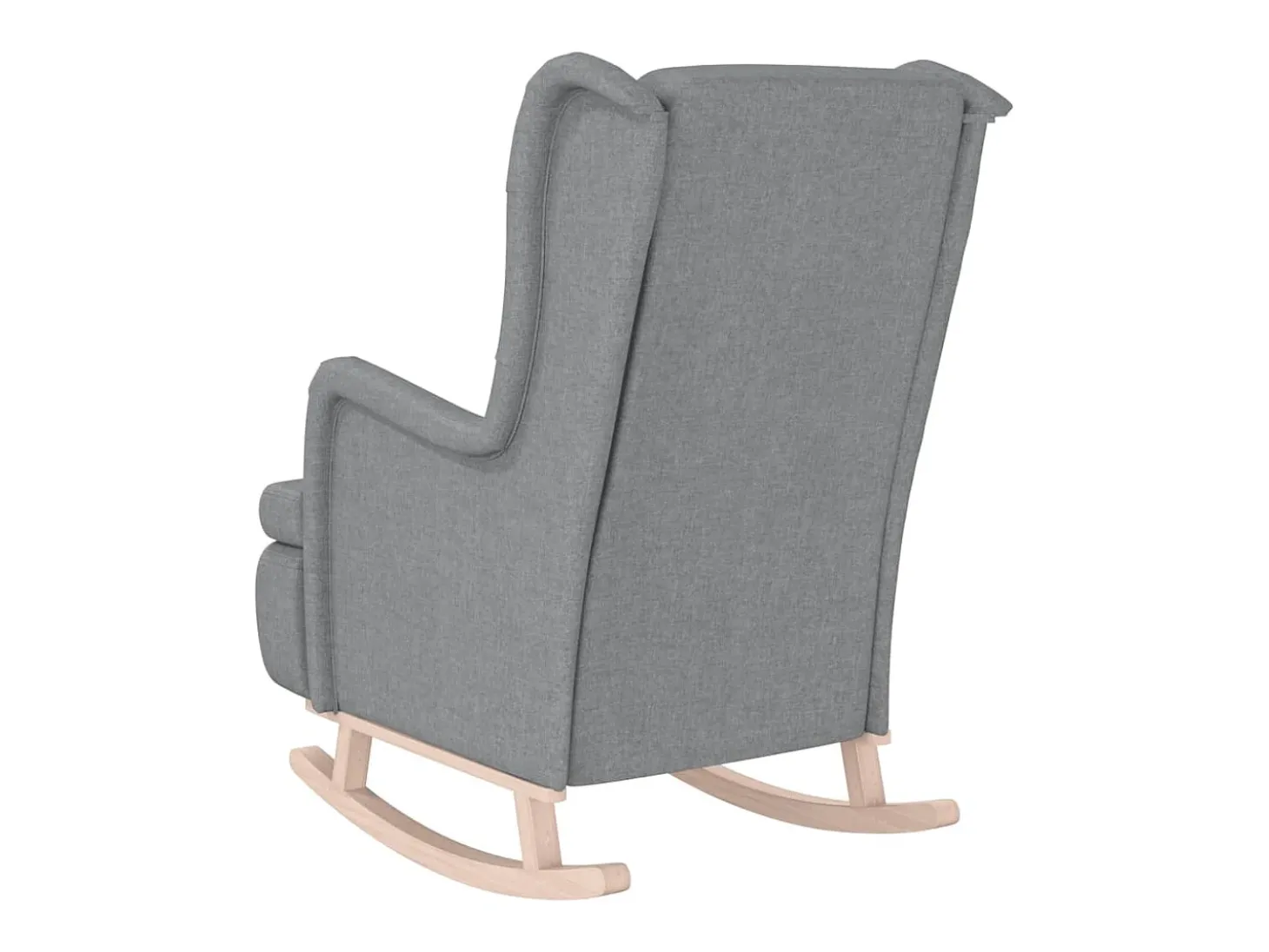 Sillón con patas mecedoras madera maciza caucho tela gris claro