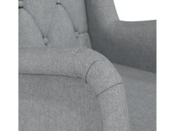 Sillón con patas mecedoras madera maciza caucho tela gris claro
