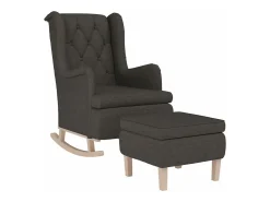 Sillón con patas mecedoras y taburete de tela gris oscuro