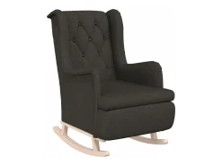 Sillón con patas mecedoras y taburete de tela gris oscuro