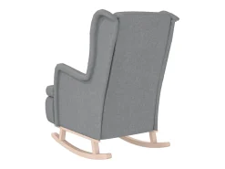 Sillón con patas mecedoras madera maciza caucho tela gris claro