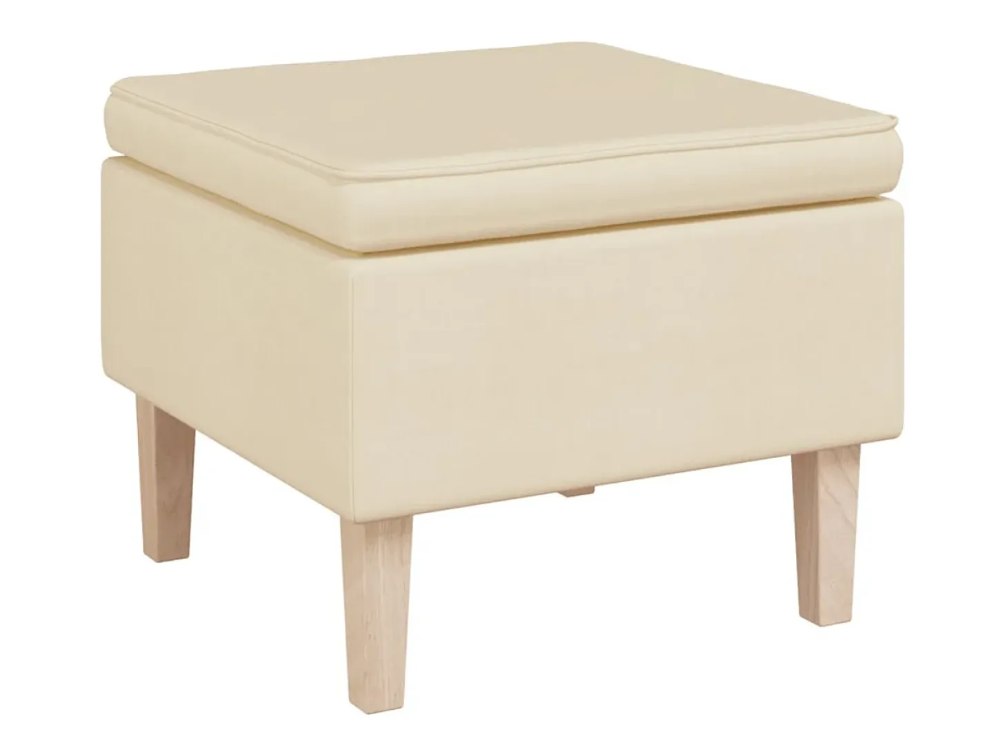 Sillón con patas mecedoras y taburete de tela color crema