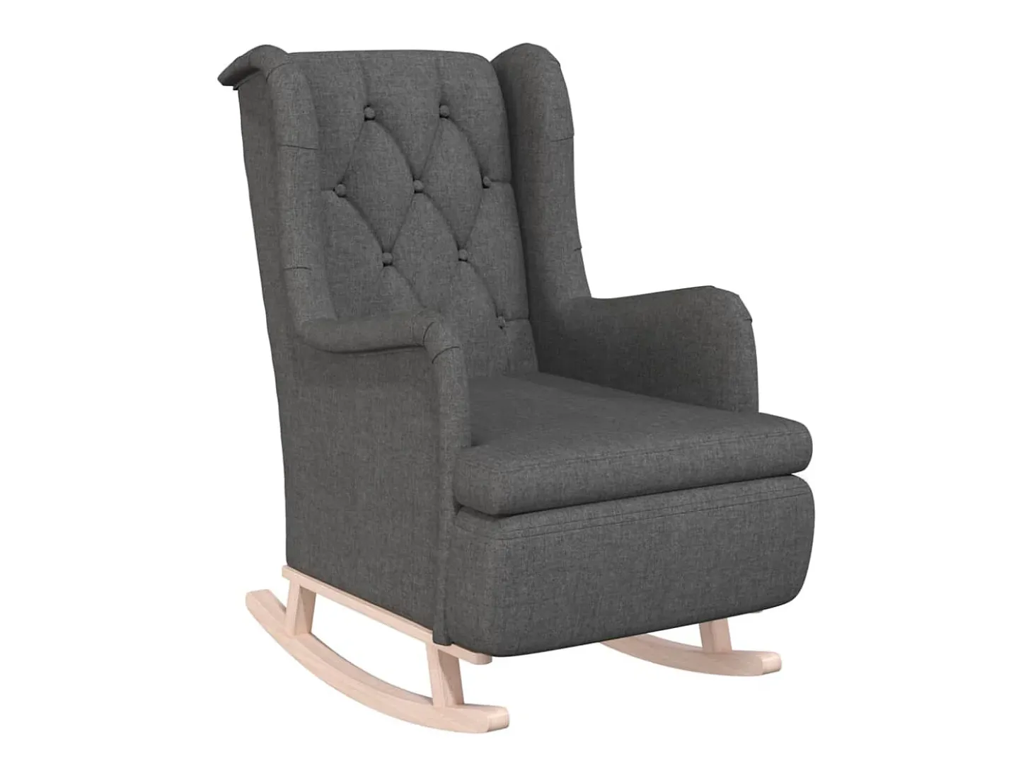 Sillón con patas mecedoras madera caucho terciopelo gris oscuro