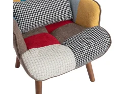 Sillón con reposapiés - con estampado de patchwork de colores - Multicolor