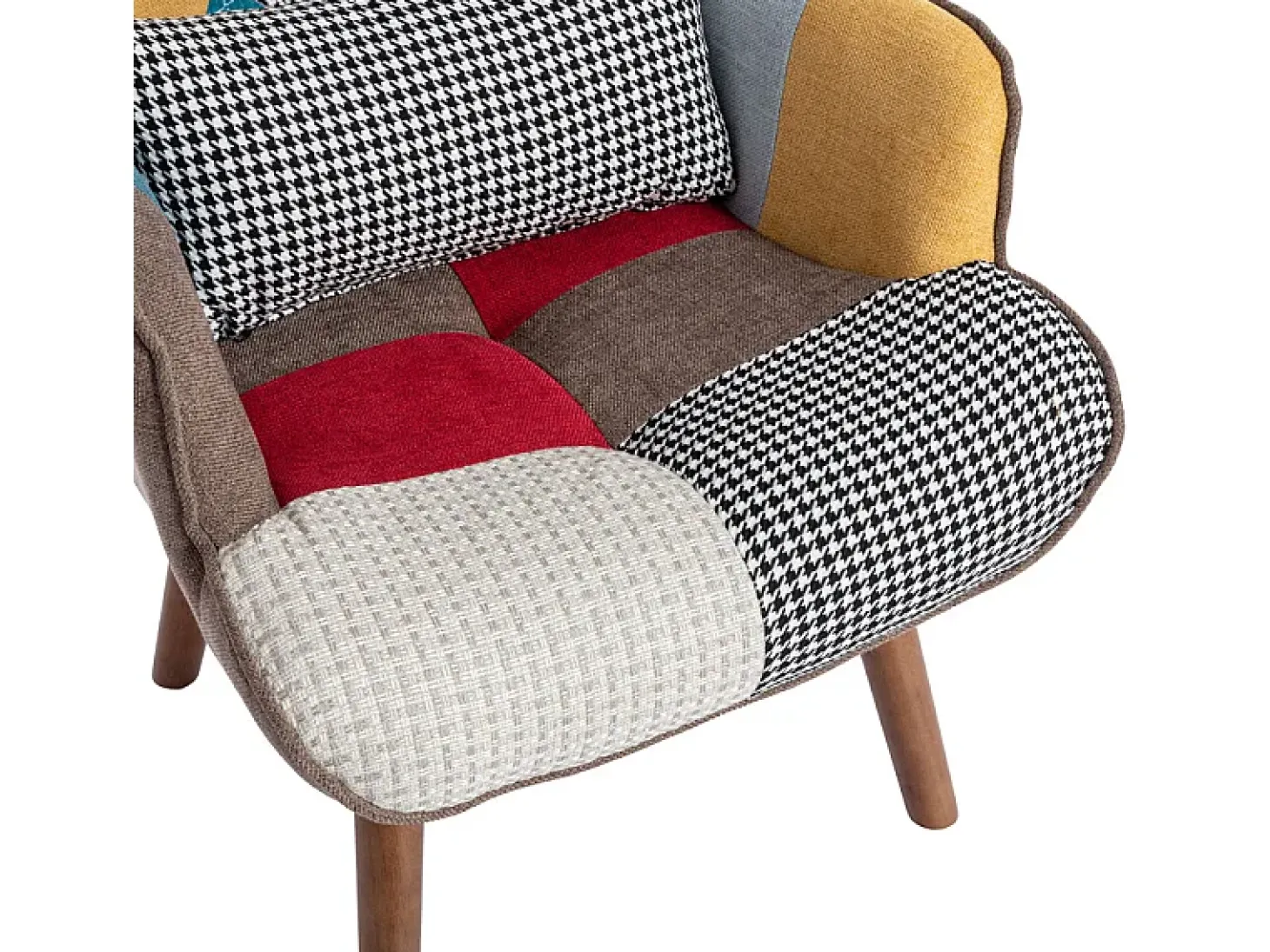 Sillón con reposapiés - con estampado de patchwork de colores - Multicolor