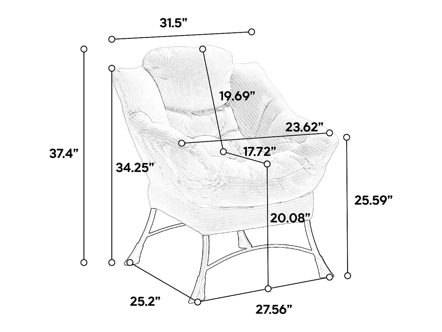Sillón con reposapiés - Estructura de acero - Tejido verde claro