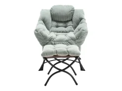 Sillón con reposapiés - Estructura de acero - Tejido verde claro