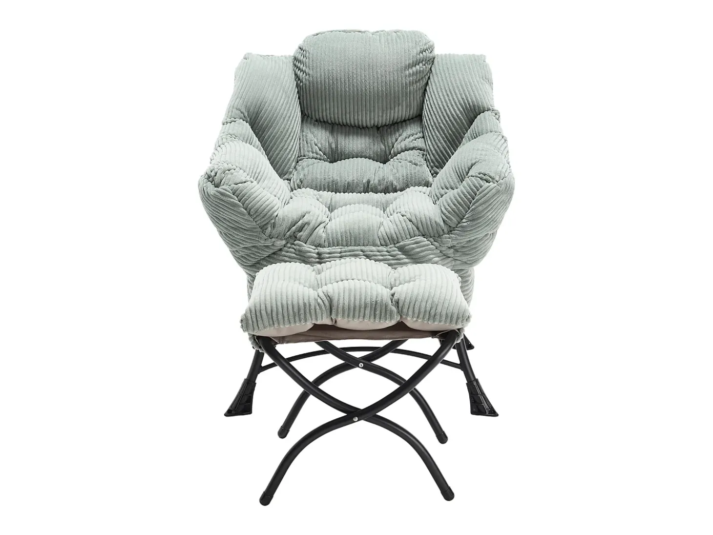 Sillón con reposapiés - Estructura de acero - Tejido verde claro
