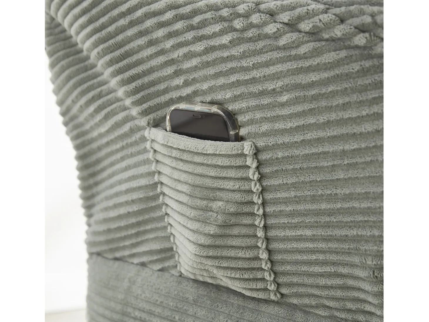 Sillón con reposapiés - Estructura de acero - Tejido verde claro