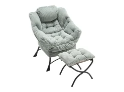 Sillón con reposapiés - Estructura de acero - Tejido verde claro