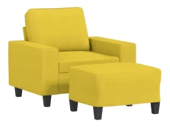 Sillón con reposapiés Amarillo claro 60 cm Tela