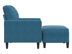Sillón con reposapiés Azul 60 cm Terciopelo