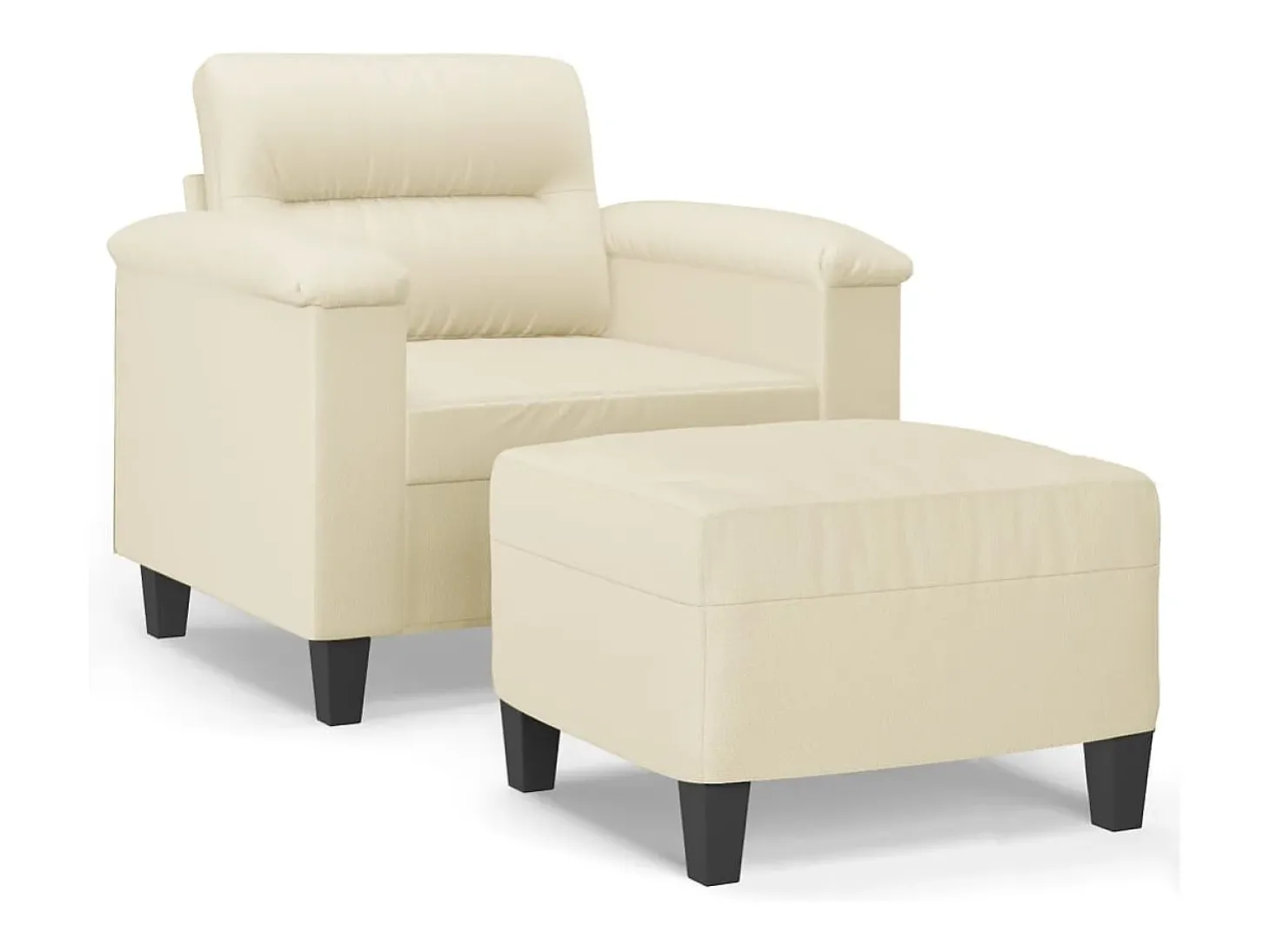 Sillón con reposapiés Crema 60 cm Piel sintética