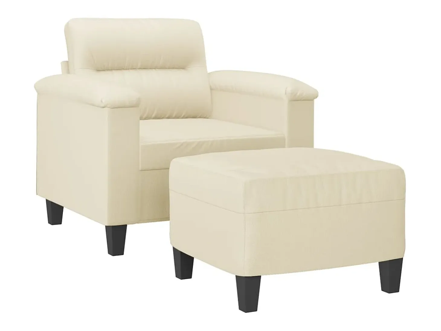 Sillón con reposapiés Crema 60 cm Piel sintética