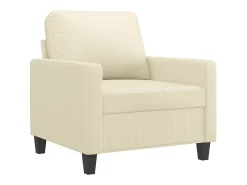 Sillón con reposapiés Crema 60 cm Piel sintética