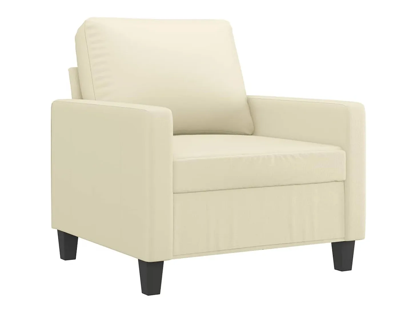 Sillón con reposapiés Crema 60 cm Piel sintética