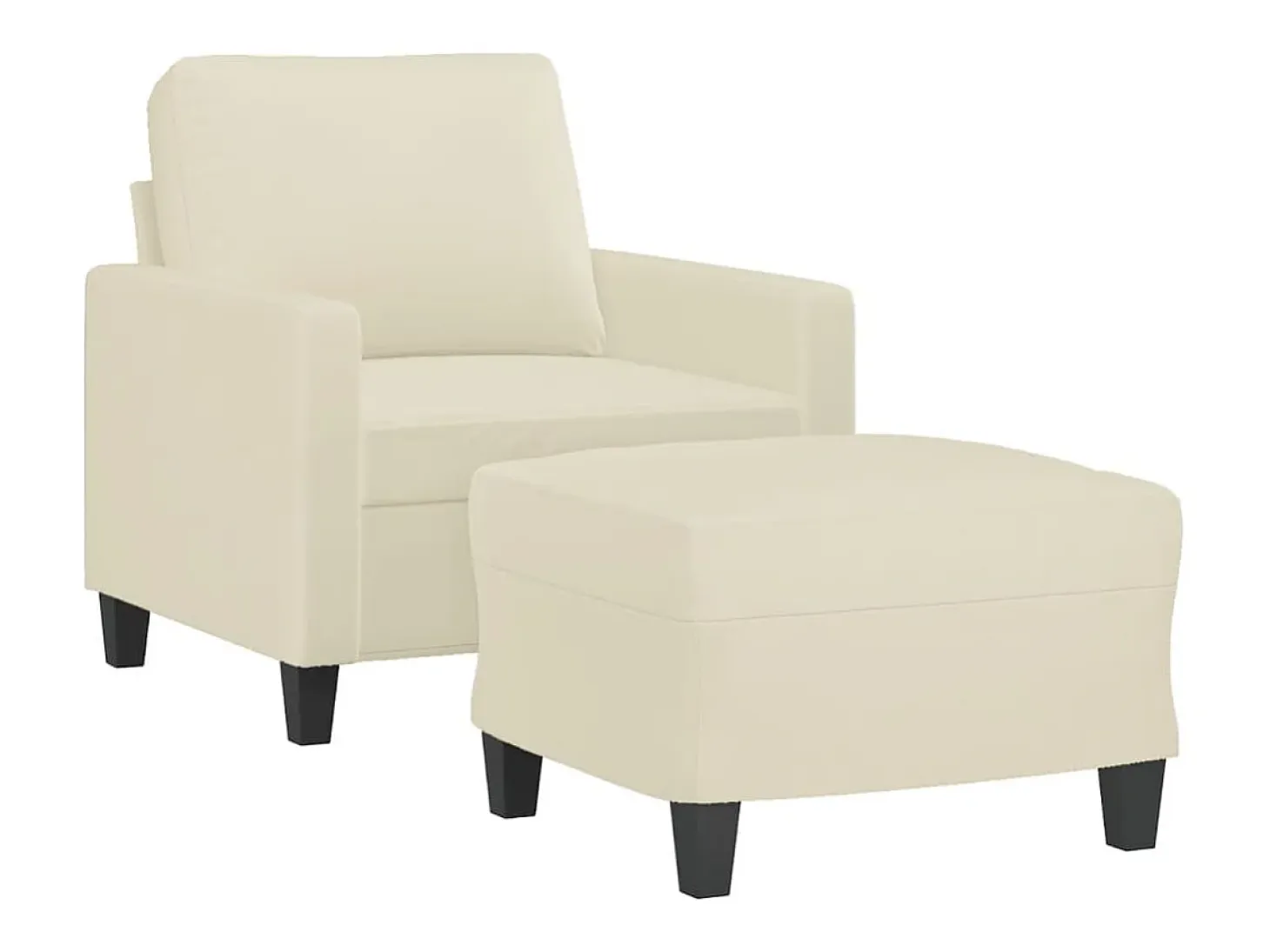 Sillón con reposapiés Crema 60 cm Piel sintética