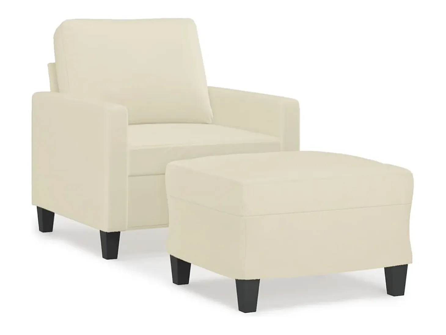 Sillón con reposapiés Crema 60 cm Piel sintética