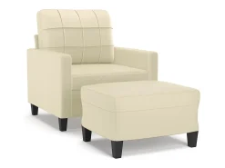 Sillón con reposapiés Crema 60 cm Piel sintética