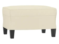 Sillón con reposapiés Crema 60 cm Piel sintética