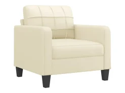 Sillón con reposapiés Crema 60 cm Piel sintética